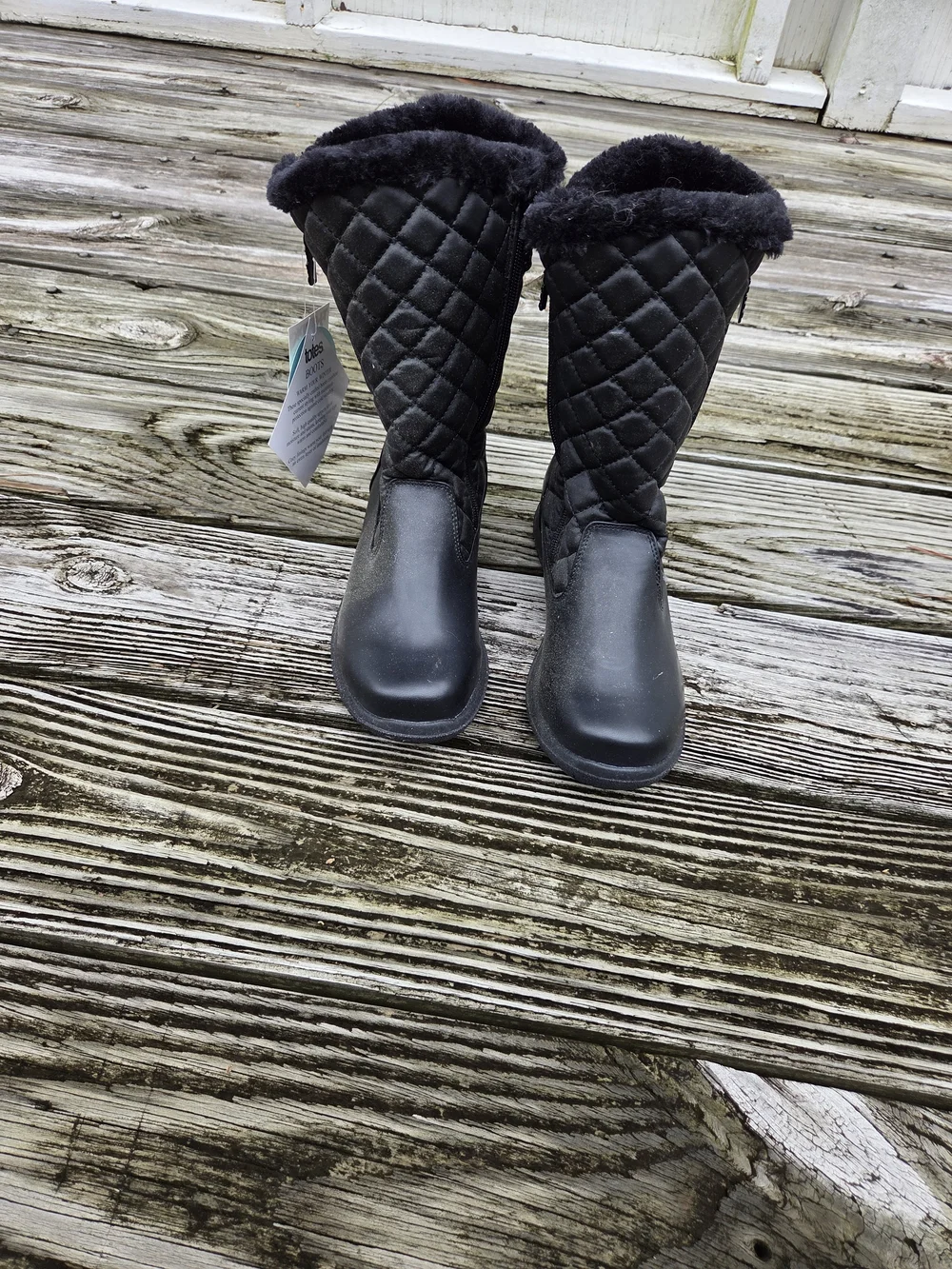 Totes Women's Black Faux Fur Lined Mid-Calf Snow Boots